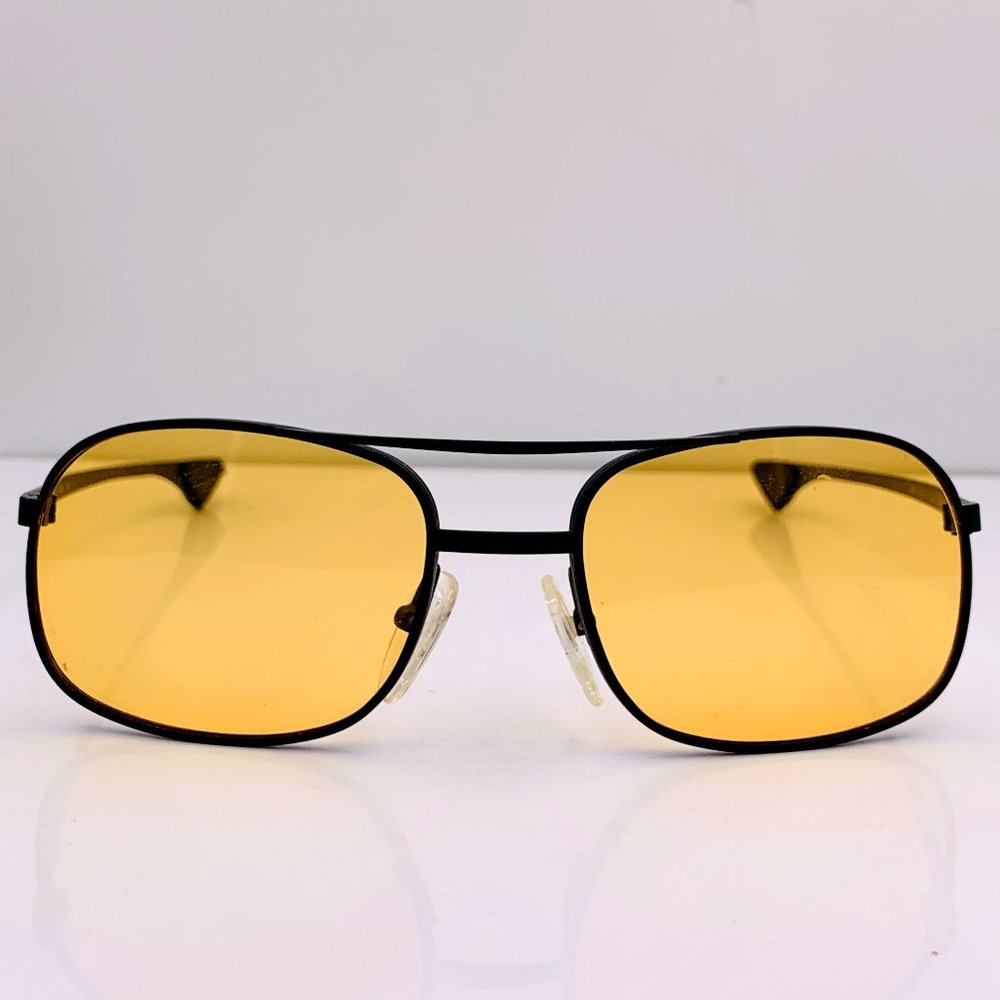 Vintage Military Artcraft Black Metal Aviator Sunglasses Yellow Lenses USA